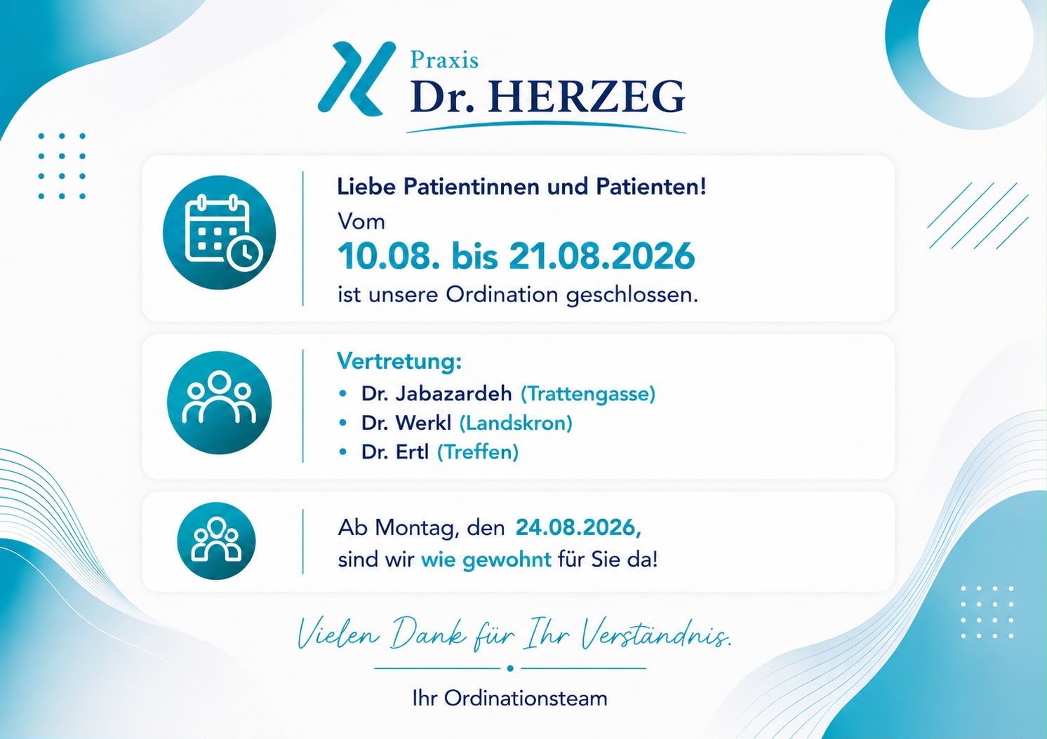 Wir haben Betriebsurlaub!